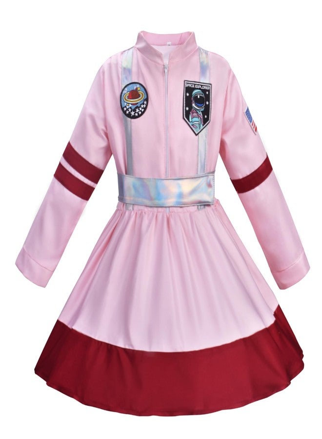 ZZIHAN Kids Astronaut Costume for Girls - Pink Space Costume with Rocket Headband, Gloves & Backpack |6-8 Years, Halloween, Career Day, Birthday Gift, Dress Up & Pretend Play Outfit - Image 2